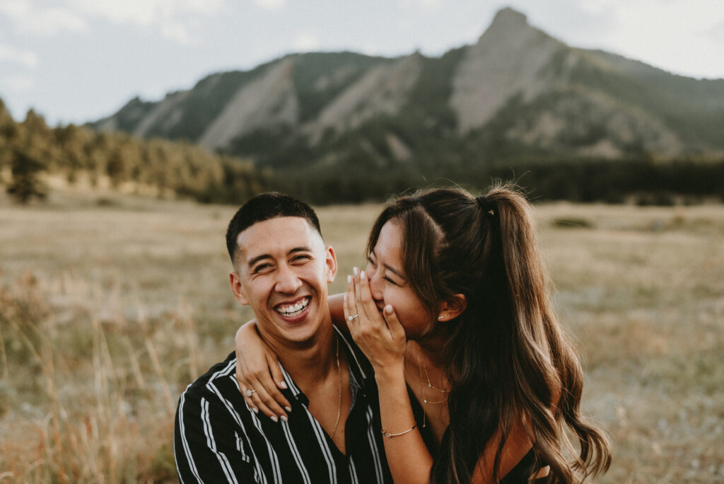 Summer Outdoor Engagement in Colorado Couple Laughter
