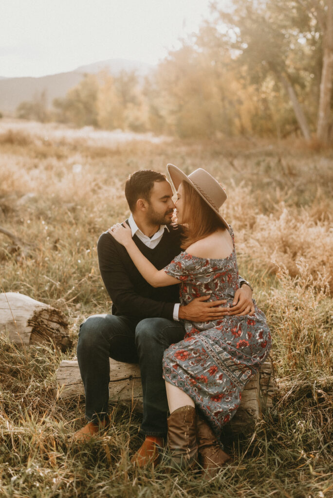 Outdoor Engagement in Colorado Couple in Summer Field | Julia Susanne Photography